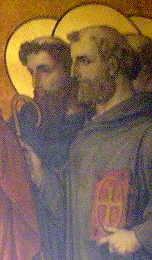 deux saints en buste et de profil, l'un au premier