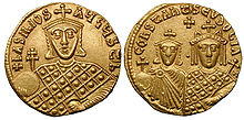 photographie de monnaie en or représentant l'empereur Basile Ier