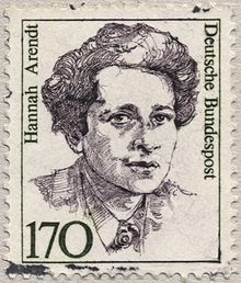 Un timbre allemand imprimé en 1988 à l'effigie de Hannah Arendt