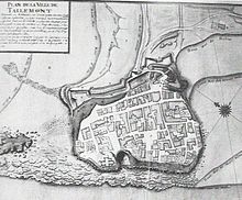 Gravure représentant le plan de Talmont s'avançant dans l'estuaire de la Gironde en 1706