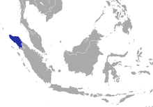 Carte d'Asie du Sud-Est avec une zone bleue sur le nord de Sumatra