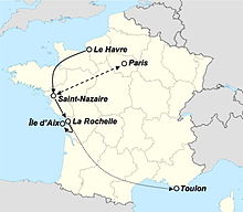 Parcours de la tournée du film sur une carte de la France