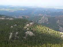 Photographie des Black Hills depuis Harney Peak.