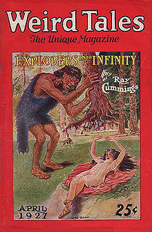 couverture d'un numéro de la revue Weird Tales en 1927.