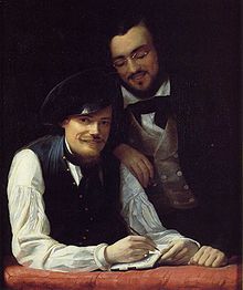 Autoportrait de l'artiste (à gauche) avec son frère Hermann, en 1840