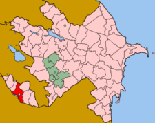 Localisation du raion de Babek (en rouge) à l'intérieur de l'Azerbaïdjan