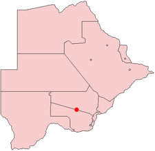 Location of Jwaneng in Botswana