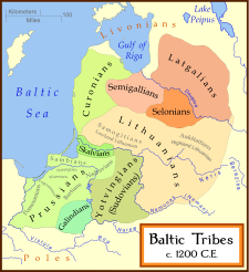 Les peuples baltes vers 1200.