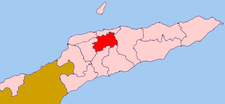 Localisation du district d'Aileu (en rouge) à l'intérieur du Timor oriental