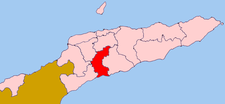 Localisation du district d'Ainaro (en rouge) à l'intérieur du Timor oriental