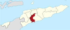 Localisation du district d'Ainaro (en rouge) à l'intérieur du Timor oriental