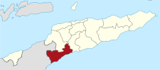 Localisation du district de Cova-Lima (en rouge) à l'intérieur du Timor oriental