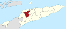 Localisation du district d'Ermera (en rouge) à l'intérieur du Timor oriental