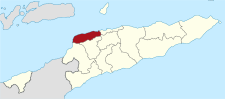 Localisation du district de Liquiçá (en rouge) à l'intérieur du Timor oriental