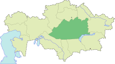 Localisation de l'oblys de Karaganda (en vert foncé) au Kazakhstan