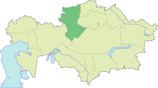 Localisation de l'oblys de Koustanaï (en vert foncé) au Kazakhstan