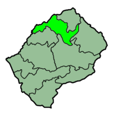 Localisation du district de Leribe (en vert clair) à l'intérieur du Lesotho