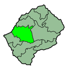 Localisation du district de Maseru (en vert clair) à l'intérieur du Lesotho