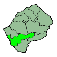 Localisation du district de Mohale's Hoek (en vert clair) à l'intérieur du Lesotho