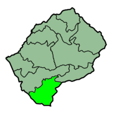 Localisation du district de Quthing (en vert clair) à l'intérieur du Lesotho
