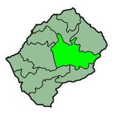 Localisation du district de Thaba-Tseka (en vert clair) à l'intérieur du Lesotho