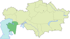 Localisation de l'oblys de Manguistaou (en vert foncé) au Kazakhstan