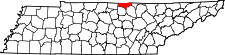 Map of Tennessee highlighting Clay County.svg