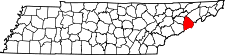 Map of Tennessee highlighting Cocke County.svg