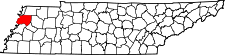 Map of Tennessee highlighting Dyer County.svg