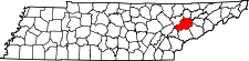 Map of Tennessee highlighting Knox County.svg