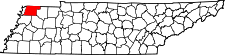 Map of Tennessee highlighting Obion County.svg