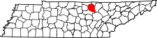 Map of Tennessee highlighting Overton County.svg