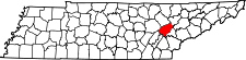 Map of Tennessee highlighting Roane County.svg