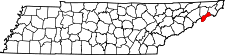 Map of Tennessee highlighting Unicoi County.svg