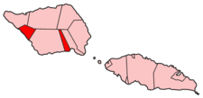 Localisation du district de Satupa'itea (en rouge) à l'intérieur des Samoa