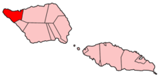 Localisation du district de Vaisigano (en rouge) à l'intérieur des Samoa