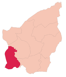 Carte de Chiesanuova (en rouge) à l'intérieur de Saint-Marin