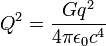 Q^2 = \frac{G q^2}{4 \pi \epsilon_0 c^4}
