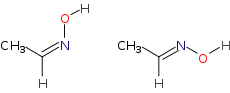 Diastéréoisomère Z de l'acétaldoxime (à gauche) et E-acétaldoxime (à droite)