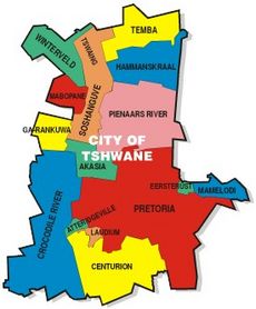 carte de la municipalité de Tshwane