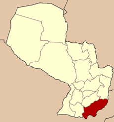 Localisation du département d'Itapúa sur la carte du Paraguay
