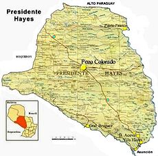 Localisation du département de Presidente Hayes sur la carte du Paraguay