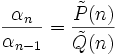 \frac{\alpha_n}{\alpha_{n-1}} = \frac{\tilde P(n)}{\tilde Q(n)}
