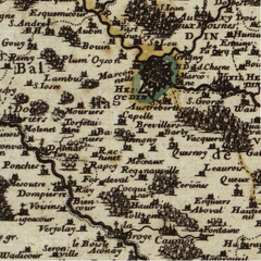 Alentours de Mouriez au sein du bailliage d'Hesdin. Portion de carte extraite du travail de Sanson N. Atrebates - Evesché d'Arras - Comté d'Artois, publié en 1656