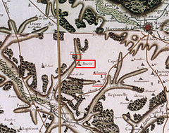 Mouriez et ses hameaux, extrait de la carte de Cassini Abbeville-Arras de 1757