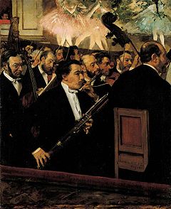 L'Orchestre de l'Opéra (1868-69), Edgar Degas, Musée d'Orsay, Paris. Au premier plan : le bassoniste Désiré Dihau.