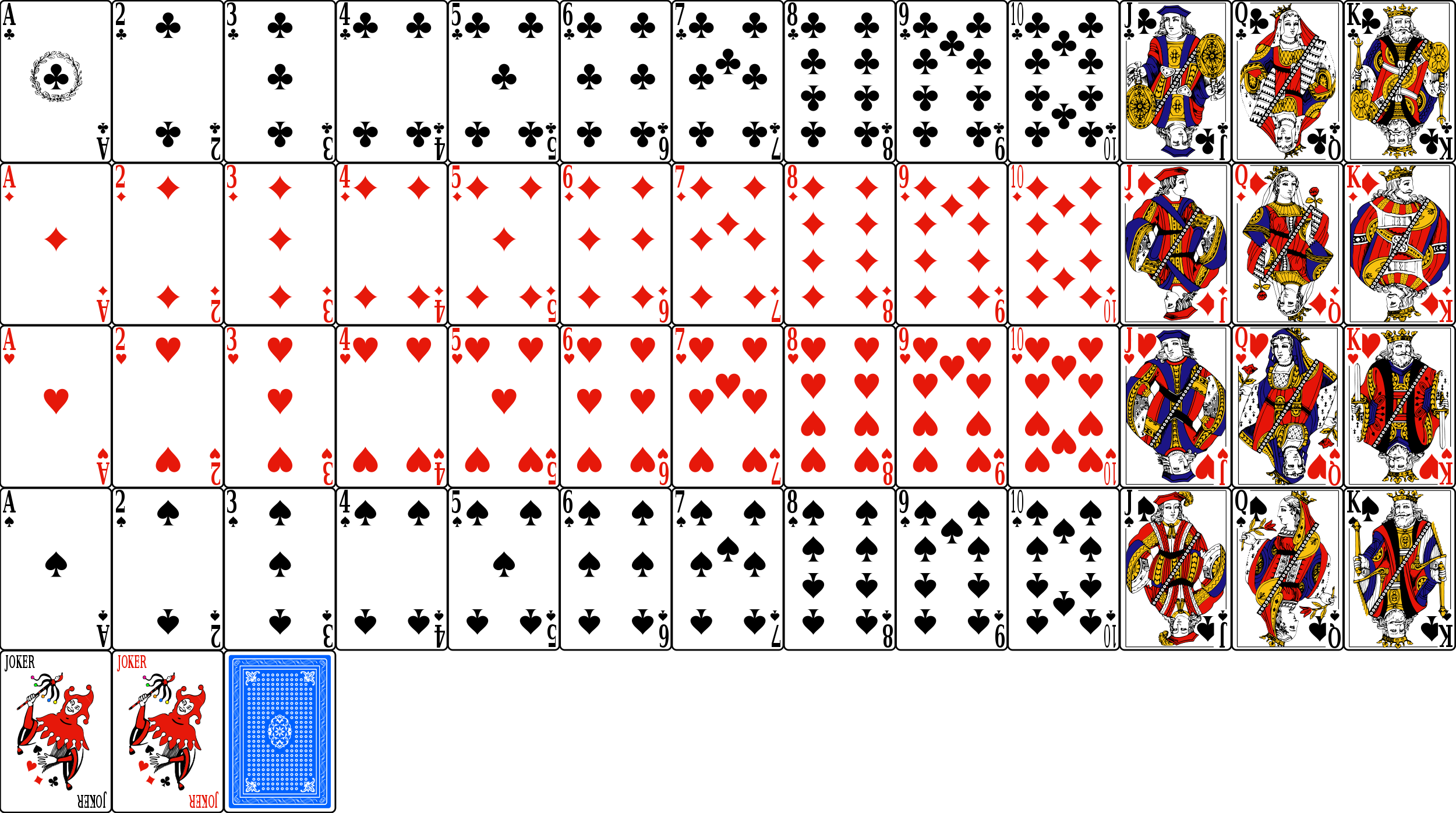 Un jeu de 54 cartes complet