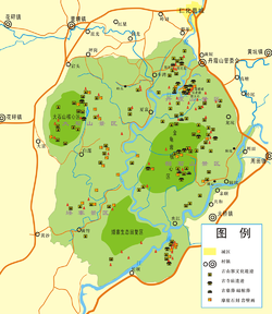 Carte du parc des monts Danxia.