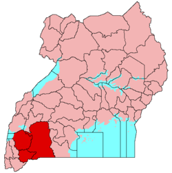 Localisation d'Ankole dans l'Ouganda contemporain