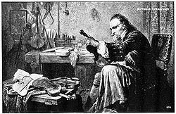 Antonio Stradivari examinant un violon